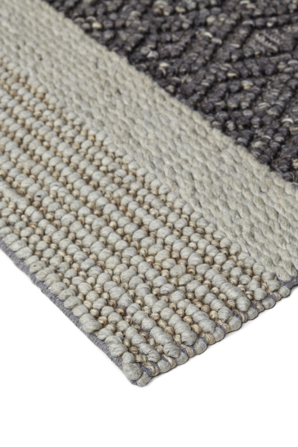 5' X 8' Gray Taupe And Tan Wool Striped Hand Woven Stain Resistant Area Rug