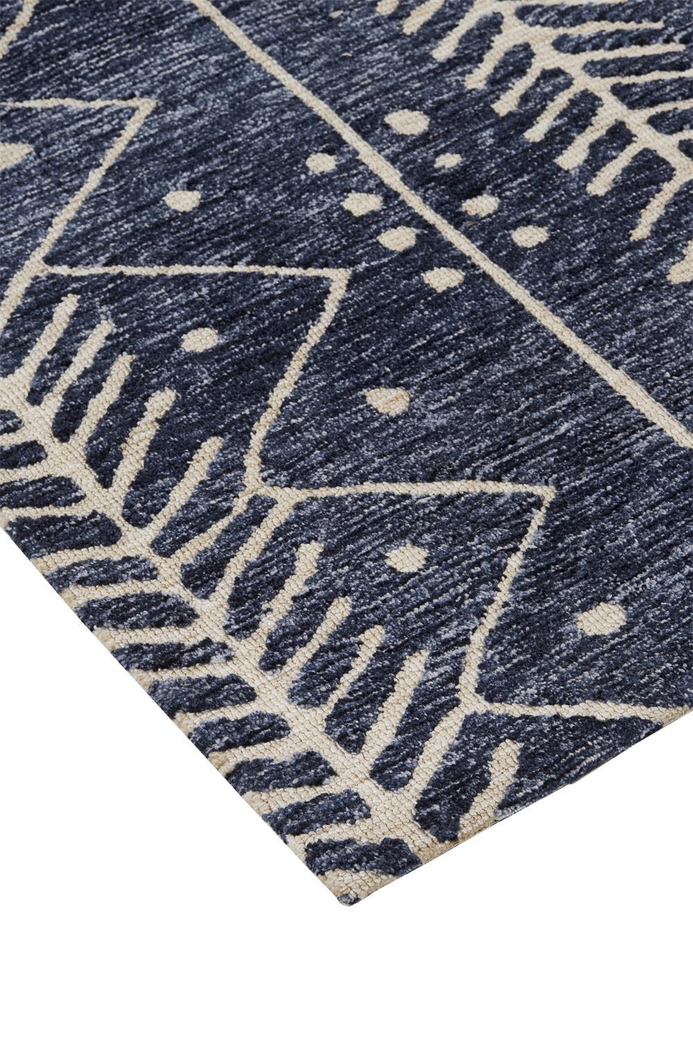 4' X 6' Blue And Ivory Striped Stain Resistant Area Rug