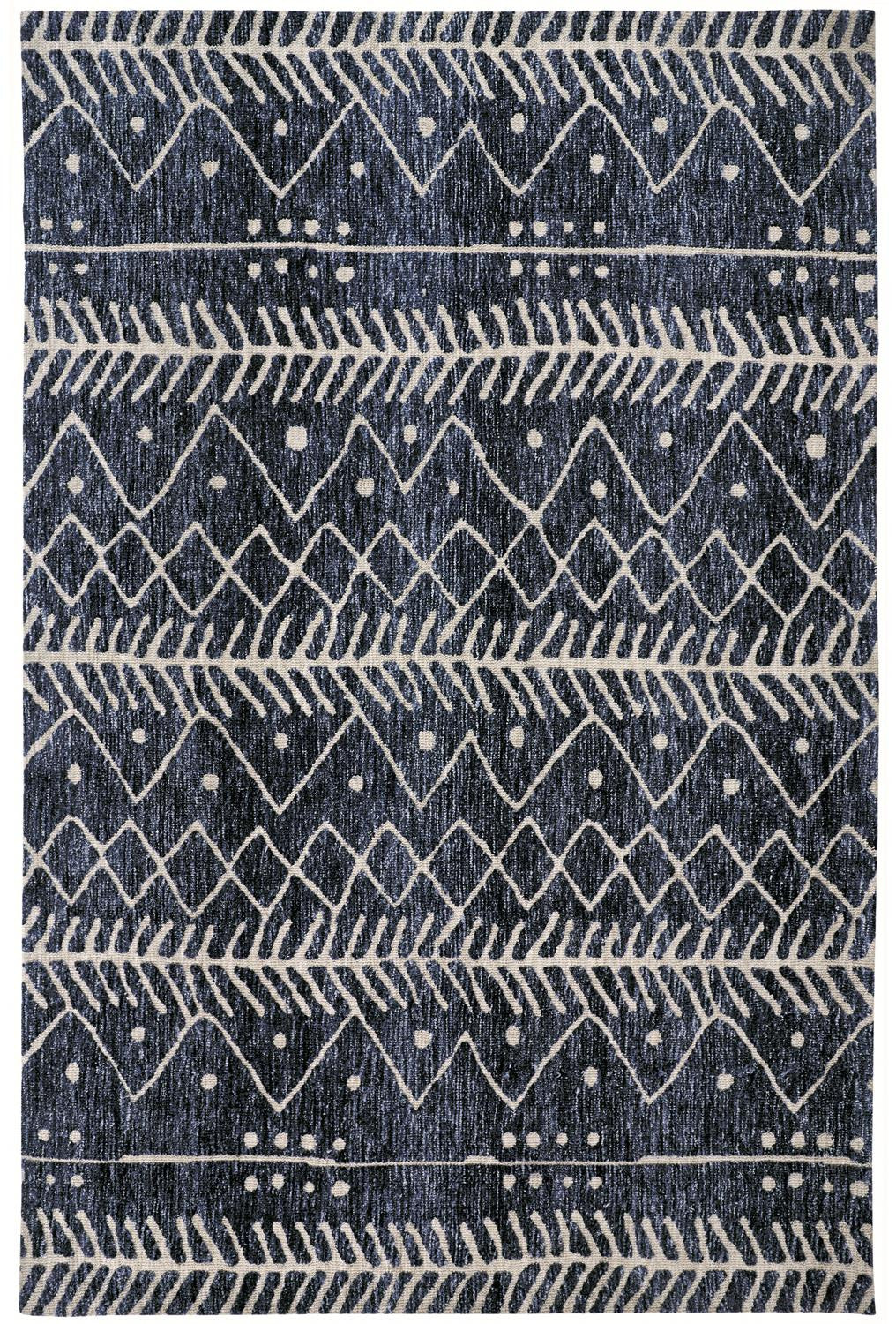 2' X 3' Blue And Ivory Striped Stain Resistant Area Rug