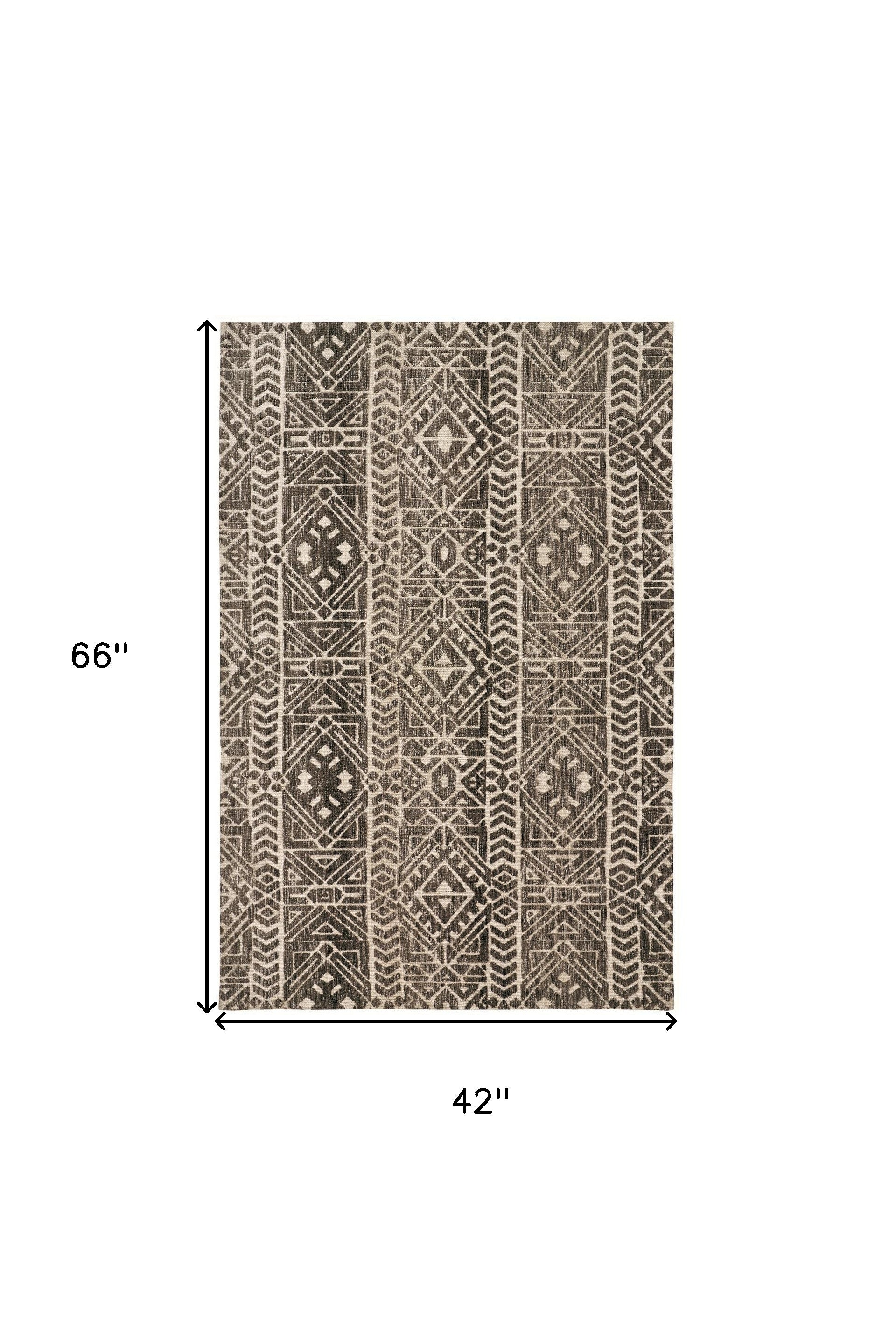 4' X 6' Brown Taupe And Ivory Striped Stain Resistant Area Rug