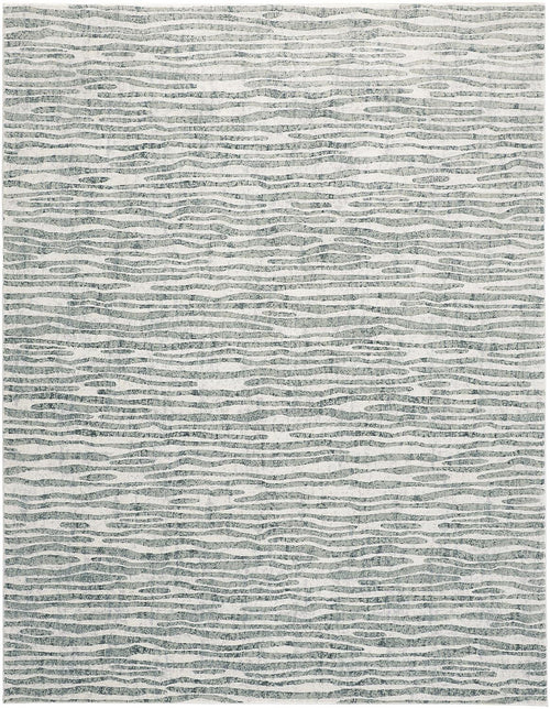 3' X 5' Gray Green And Ivory Striped Distressed Stain Resistant Area Rug