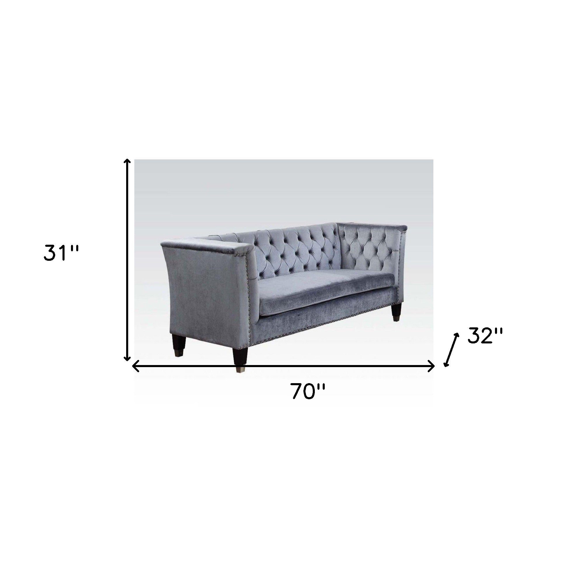 70" Blue Gray And Black Velvet Love Seat