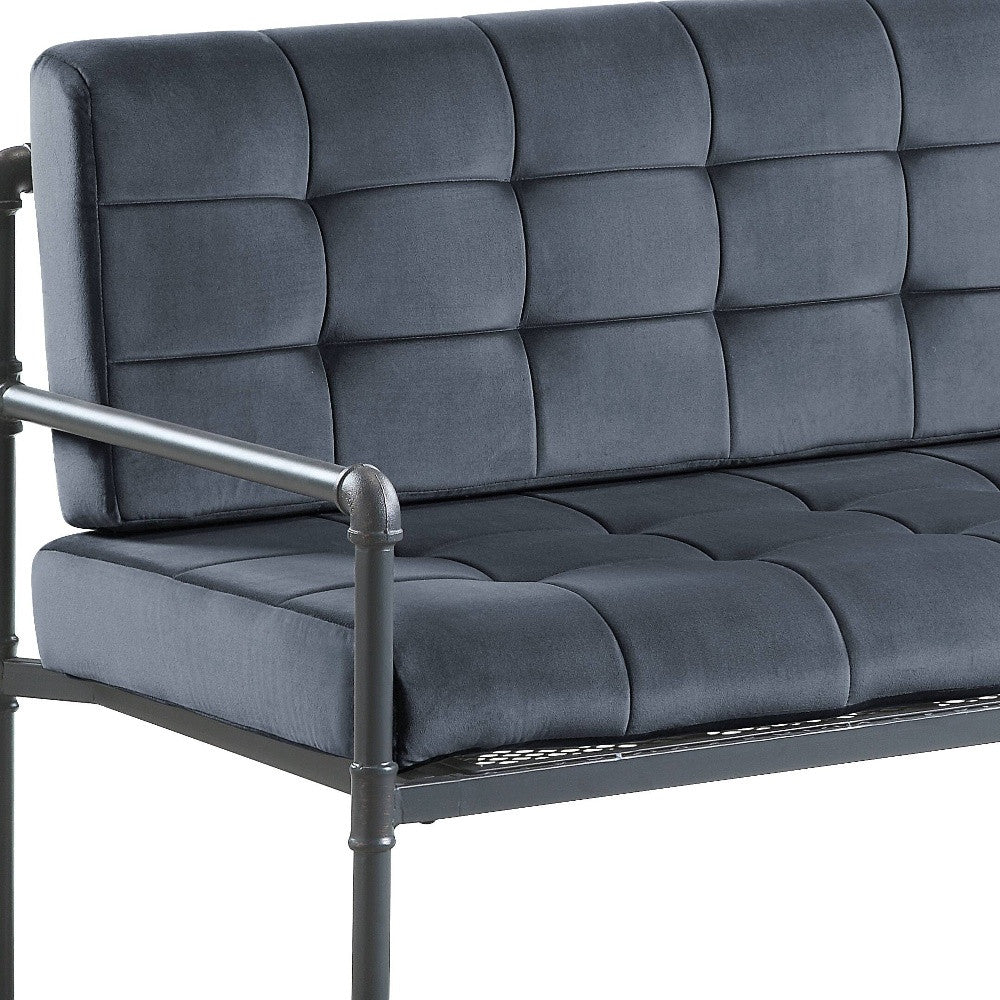 51" Gray Tufted Velvet And Gray Love Seat