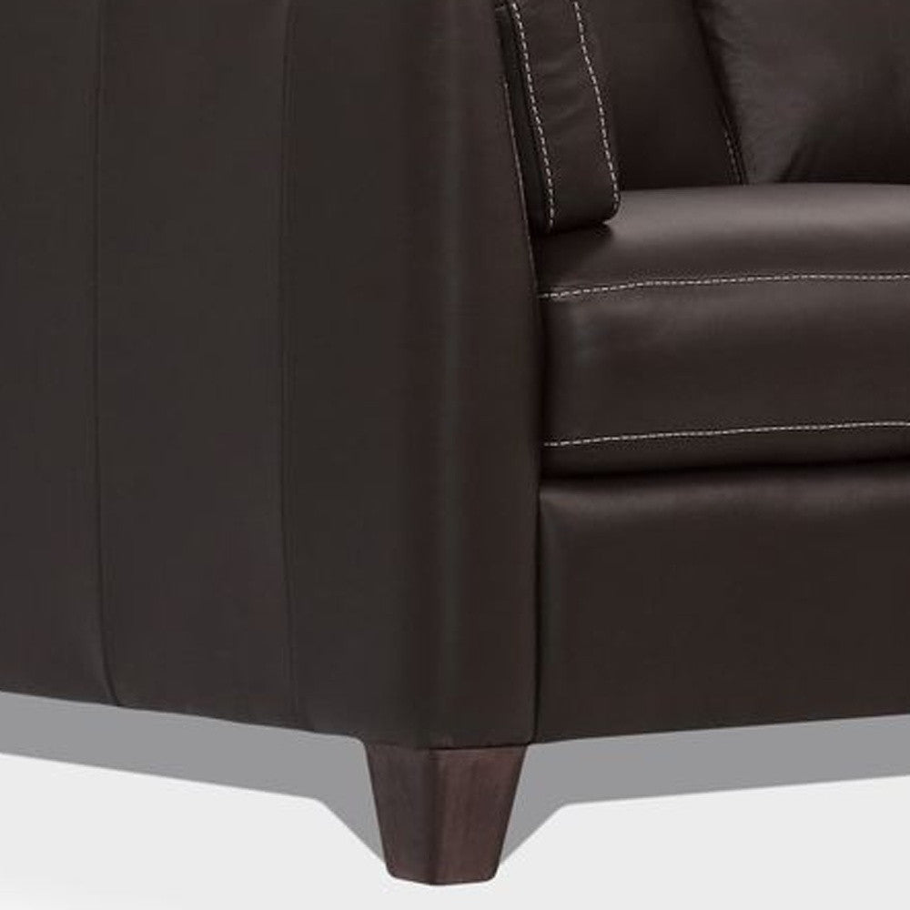 59" Chocolate And Brown Leather Love Seat