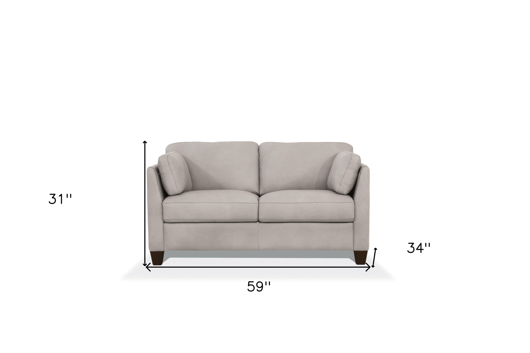 59" Dusty White And Brown Leather Love Seat