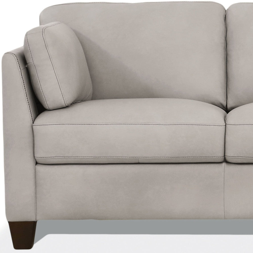 59" Dusty White And Brown Leather Love Seat