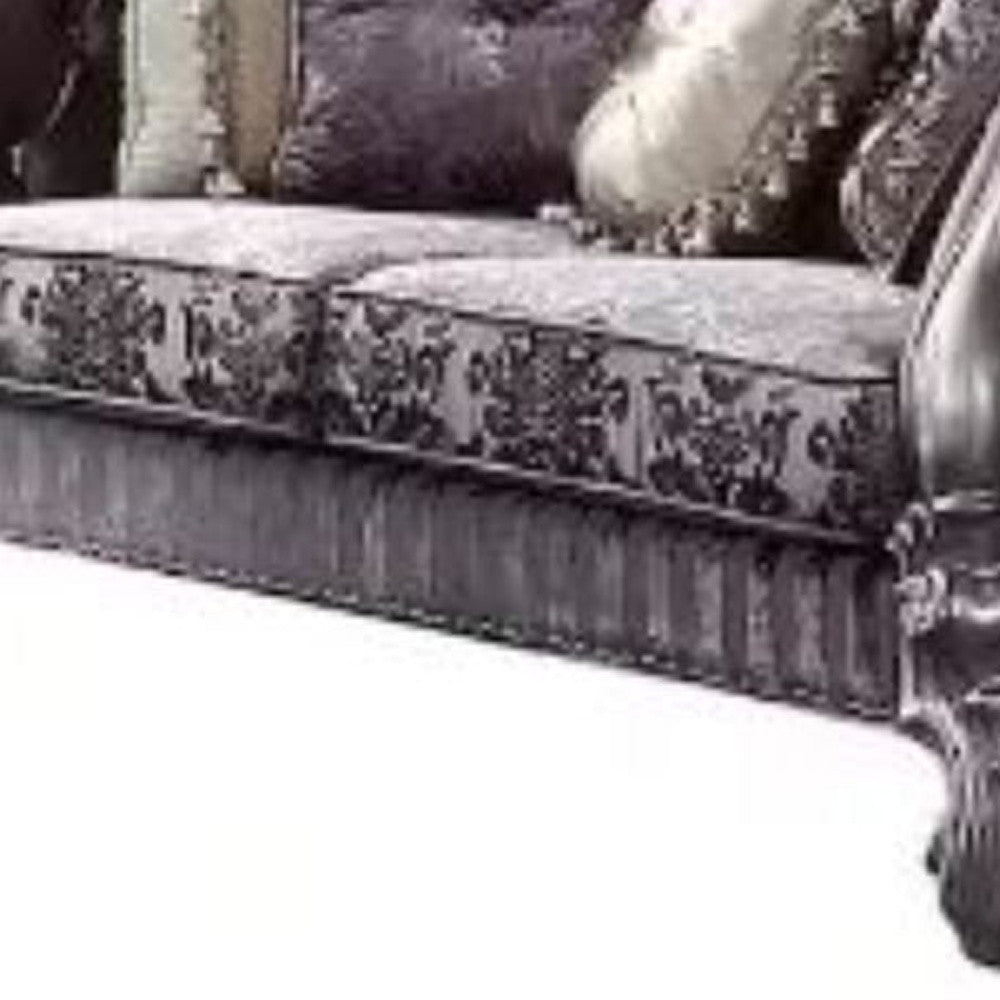 76" Purple And Platinum Velvet Love Seat And Toss Pillows