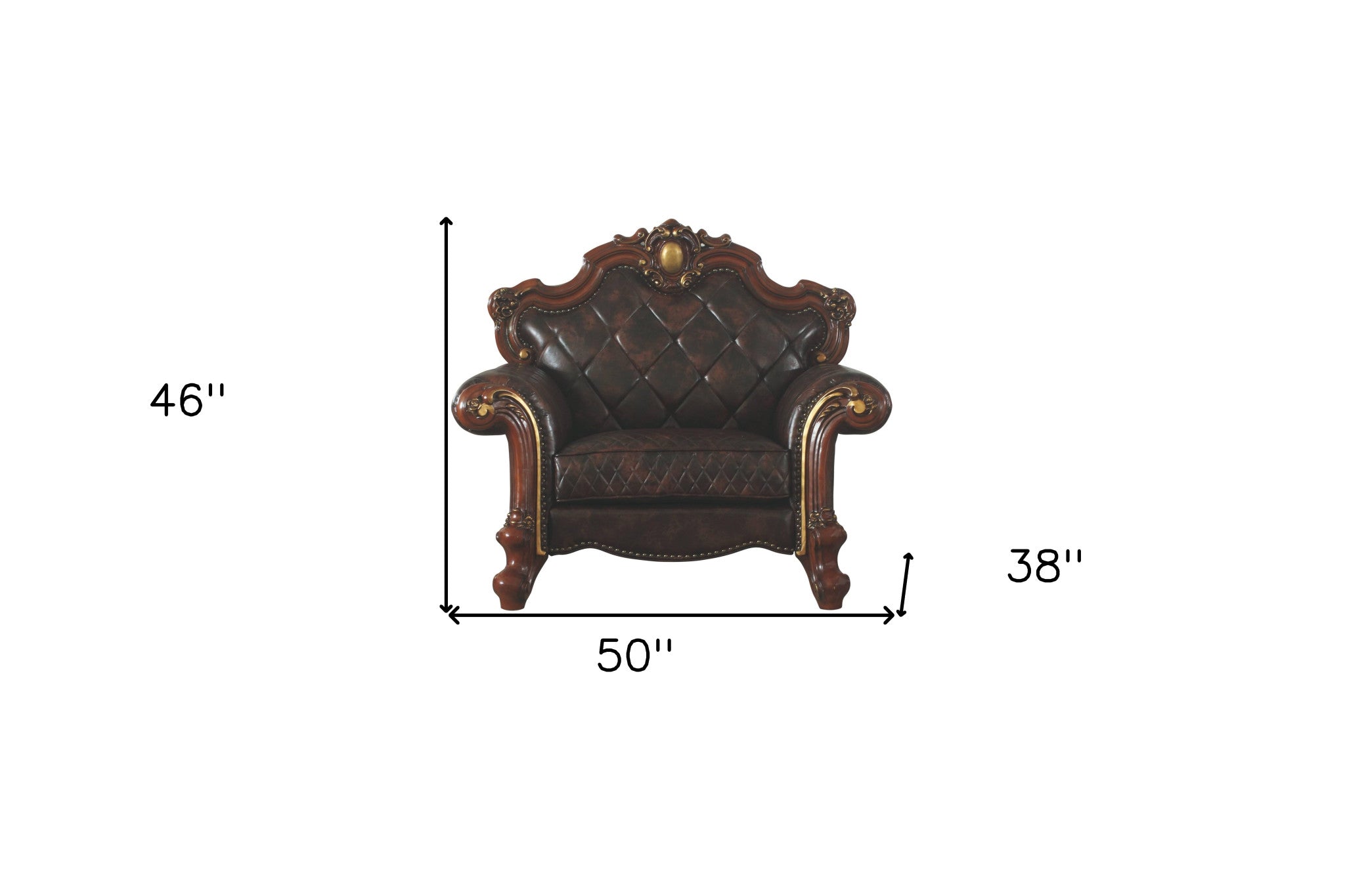 50" Chocolate Faux Leather Tufted Arm Chair