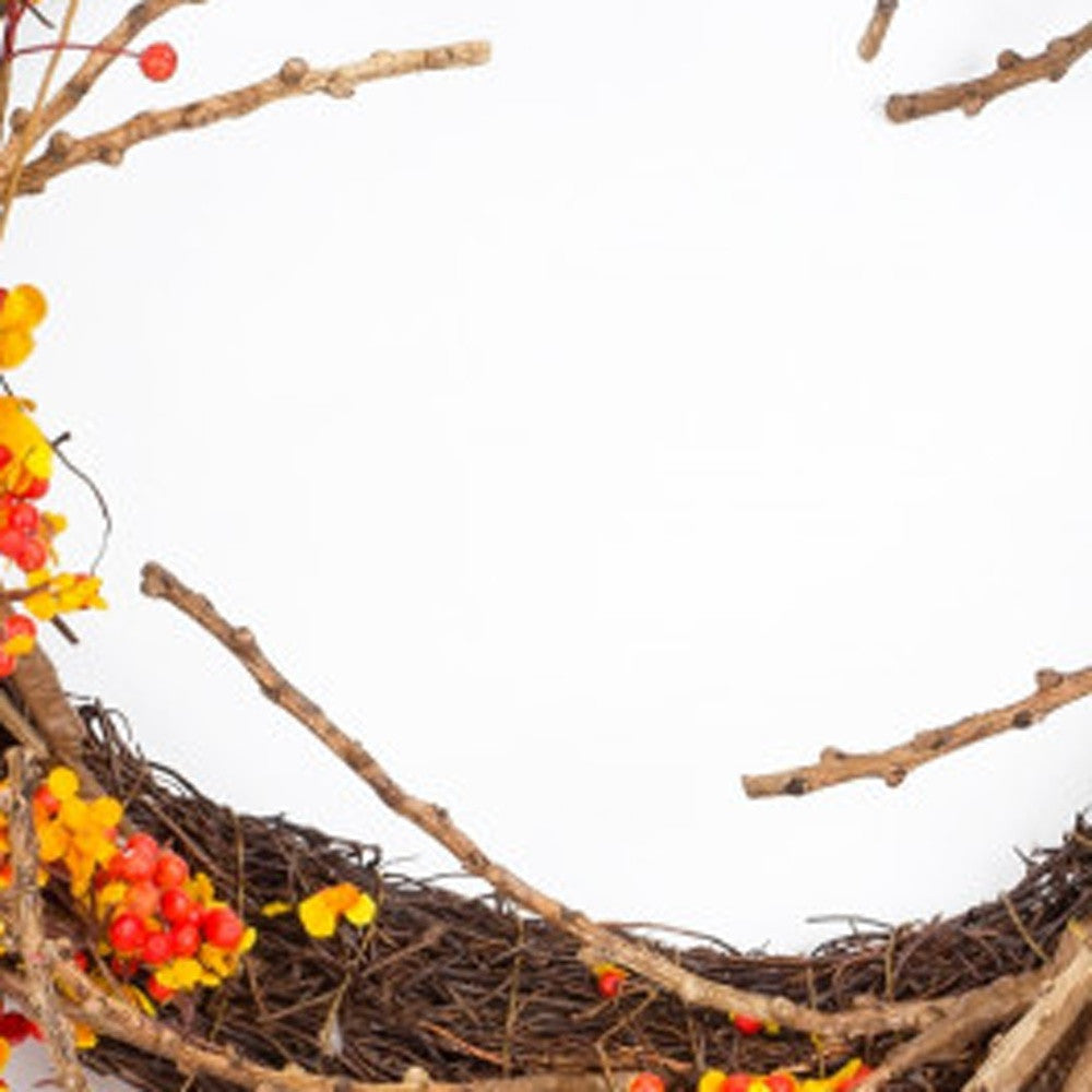 25" Orange Red Artificial Fall Twig Wreath