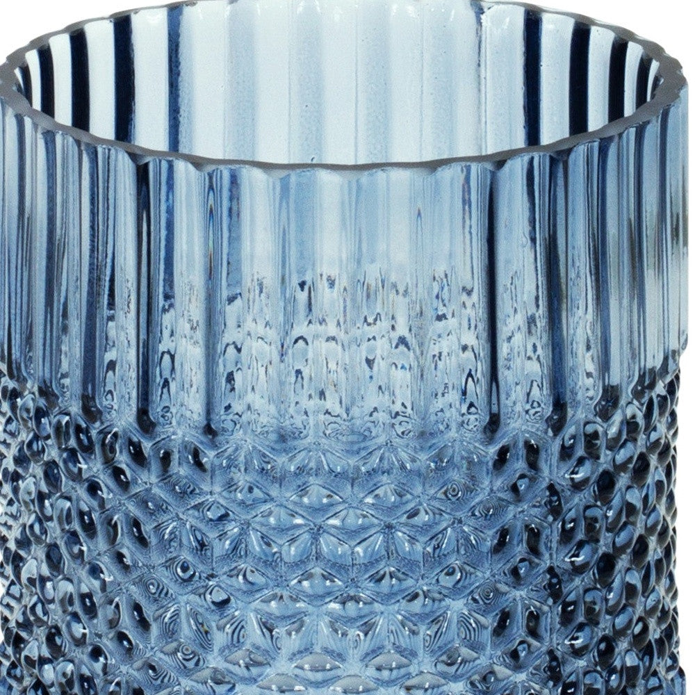 8" Crystal Glass Blue Round Table vase