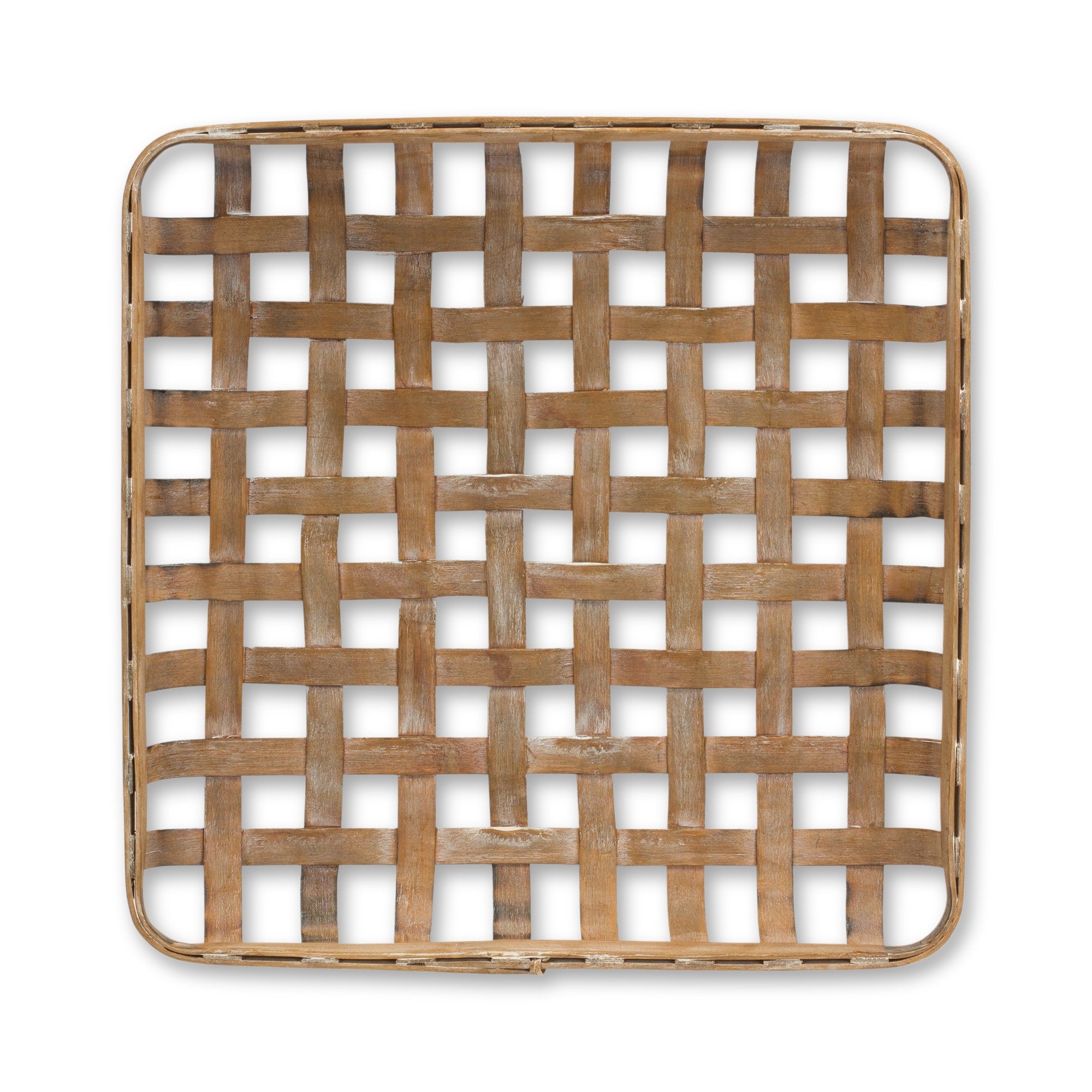 Set Of Two Brown Square Bamboo Basket Trays