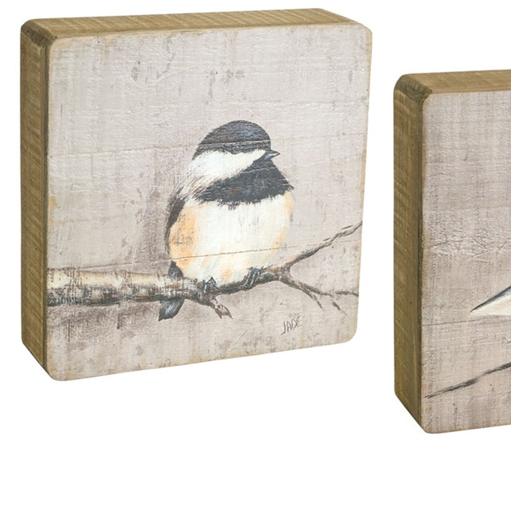 Set Of Four Brown Solid Wood Bird Wall Decor