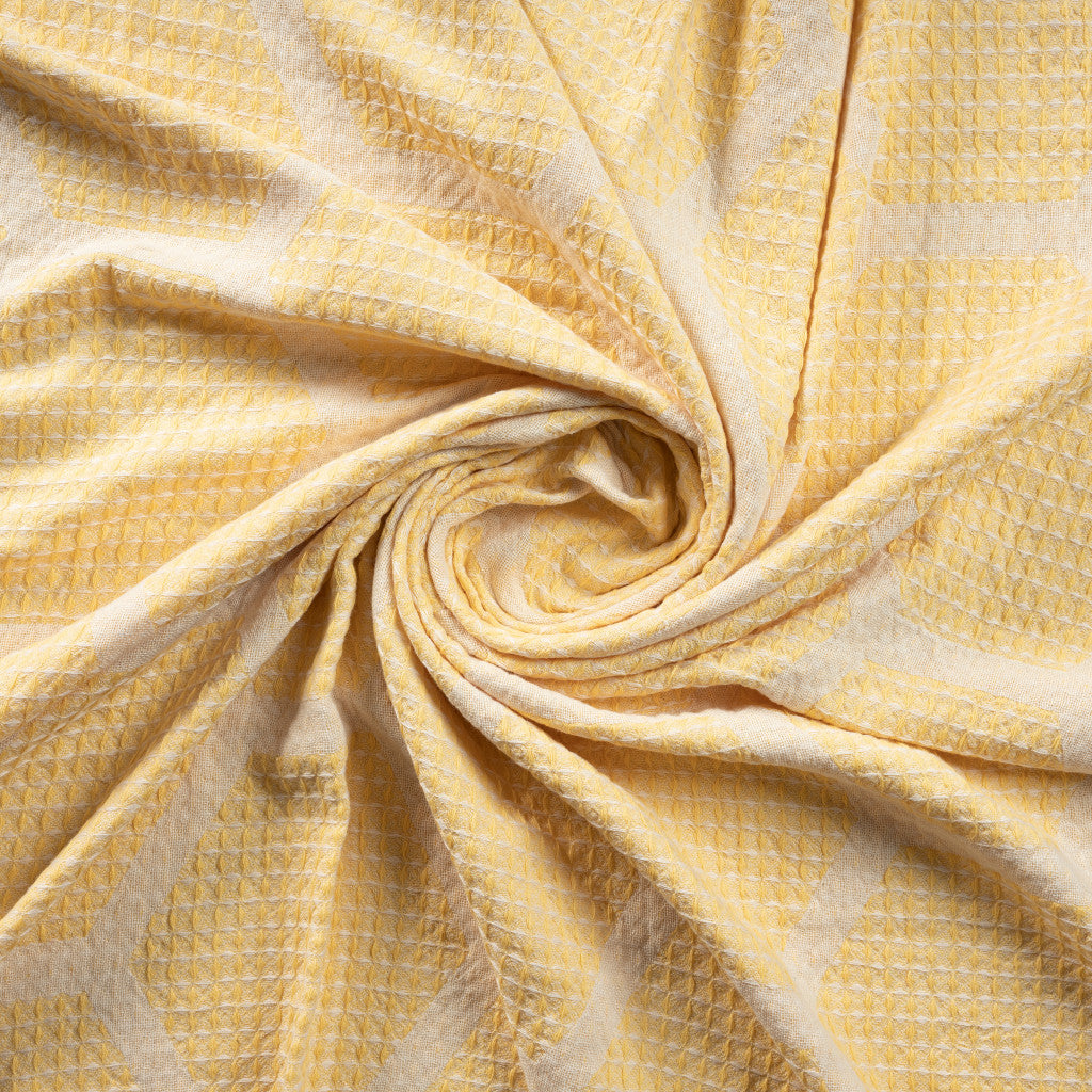 Yellow Woven Cotton Geometric Throw Blanket