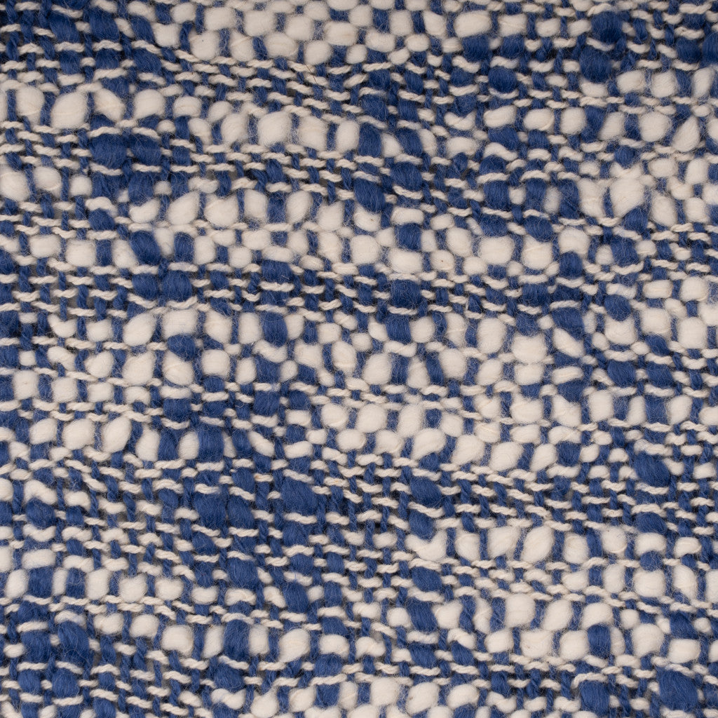 Blue and White Woven Cotton Solid Color Throw Blanket