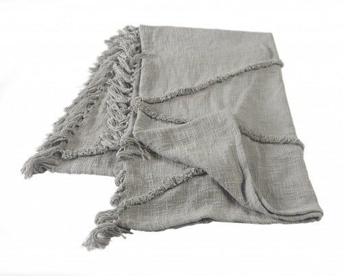 Gray Woven Cotton Solid Color Throw Blanket