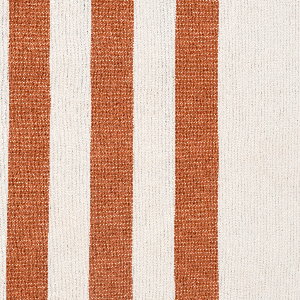 Orange Woven Cotton Striped Throw Blanket