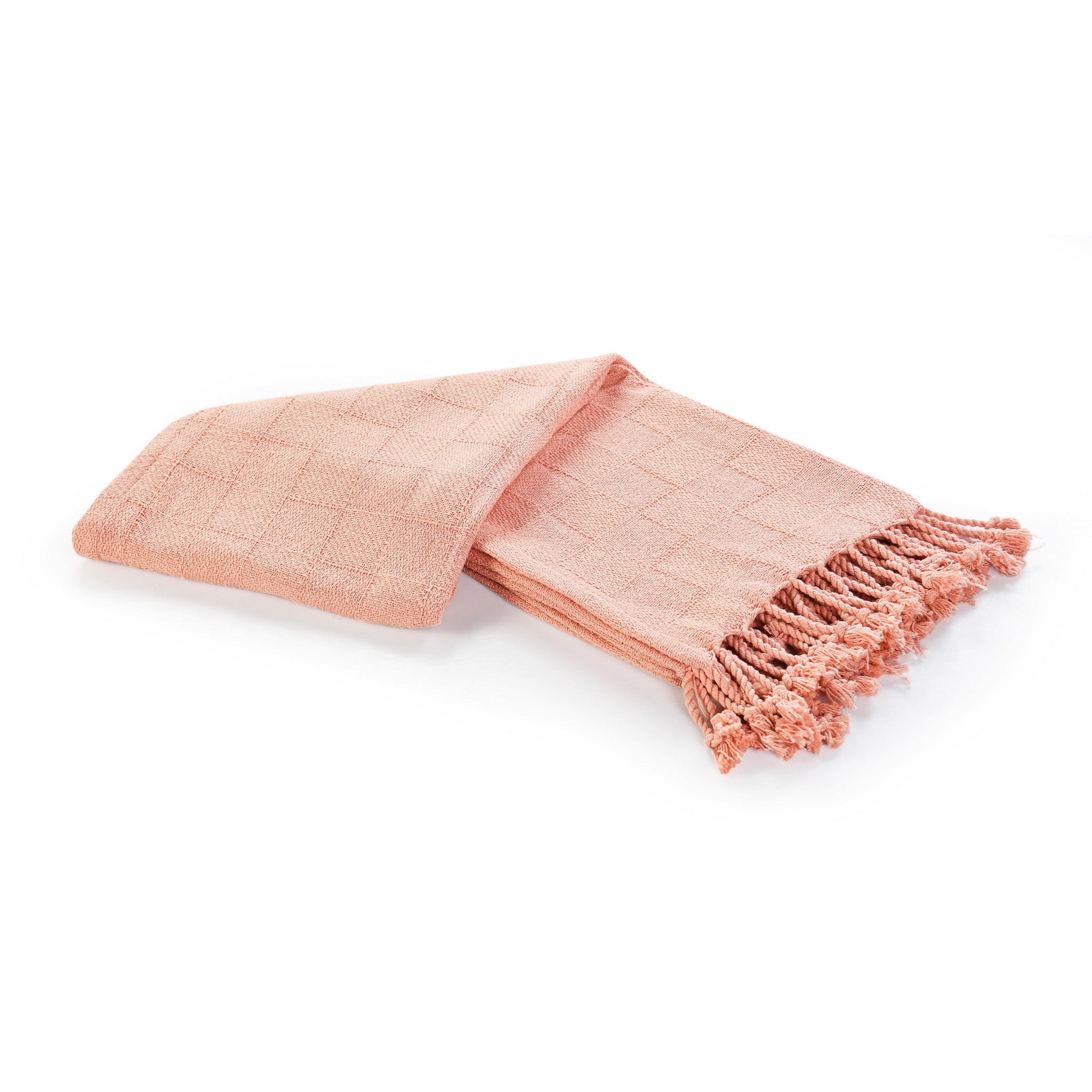 Pink Woven Cotton Solid Color Throw Blanket