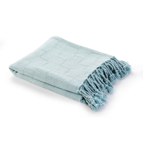 Blue Woven Cotton Solid Color Throw Blanket