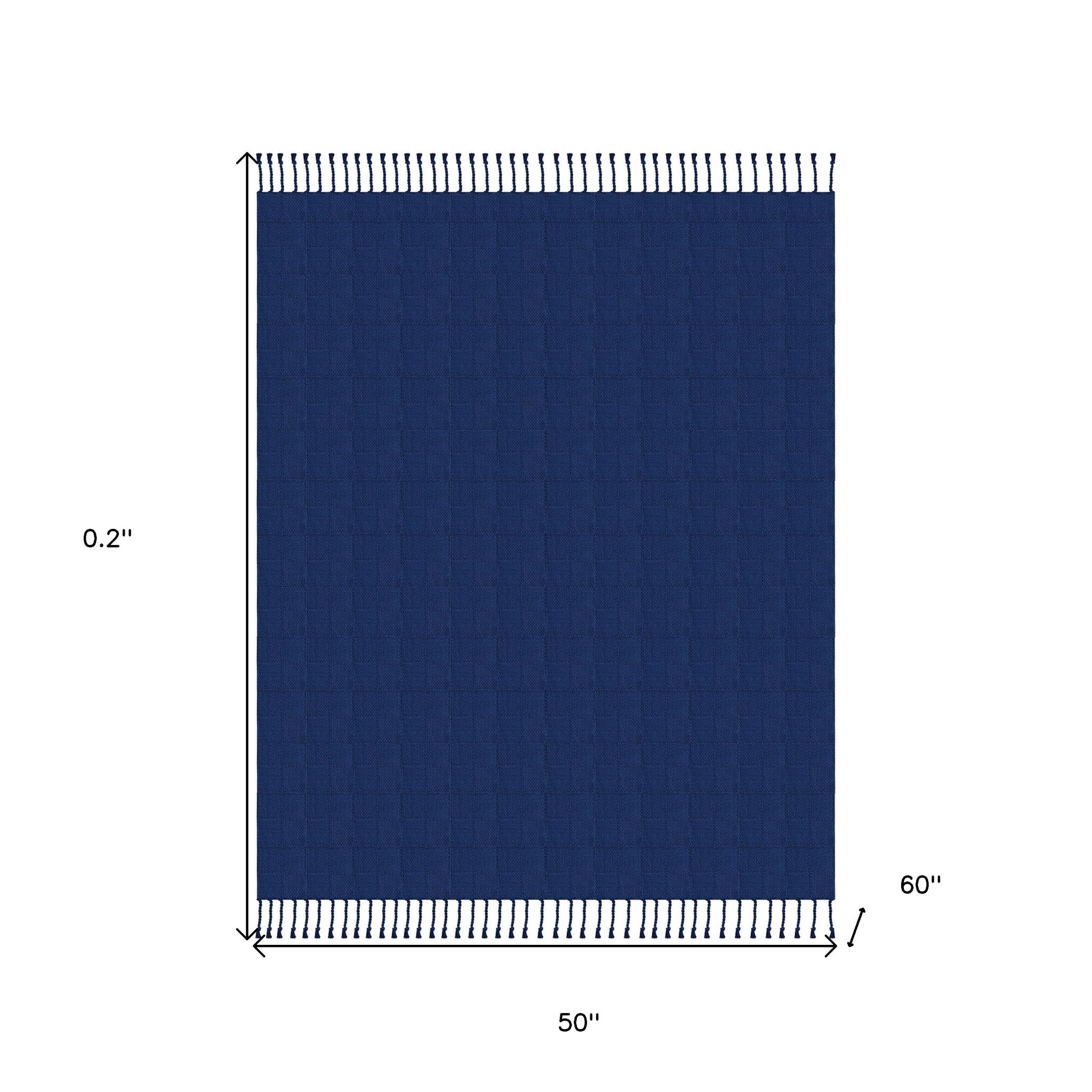 Blue Woven Cotton Solid Color Throw Blanket