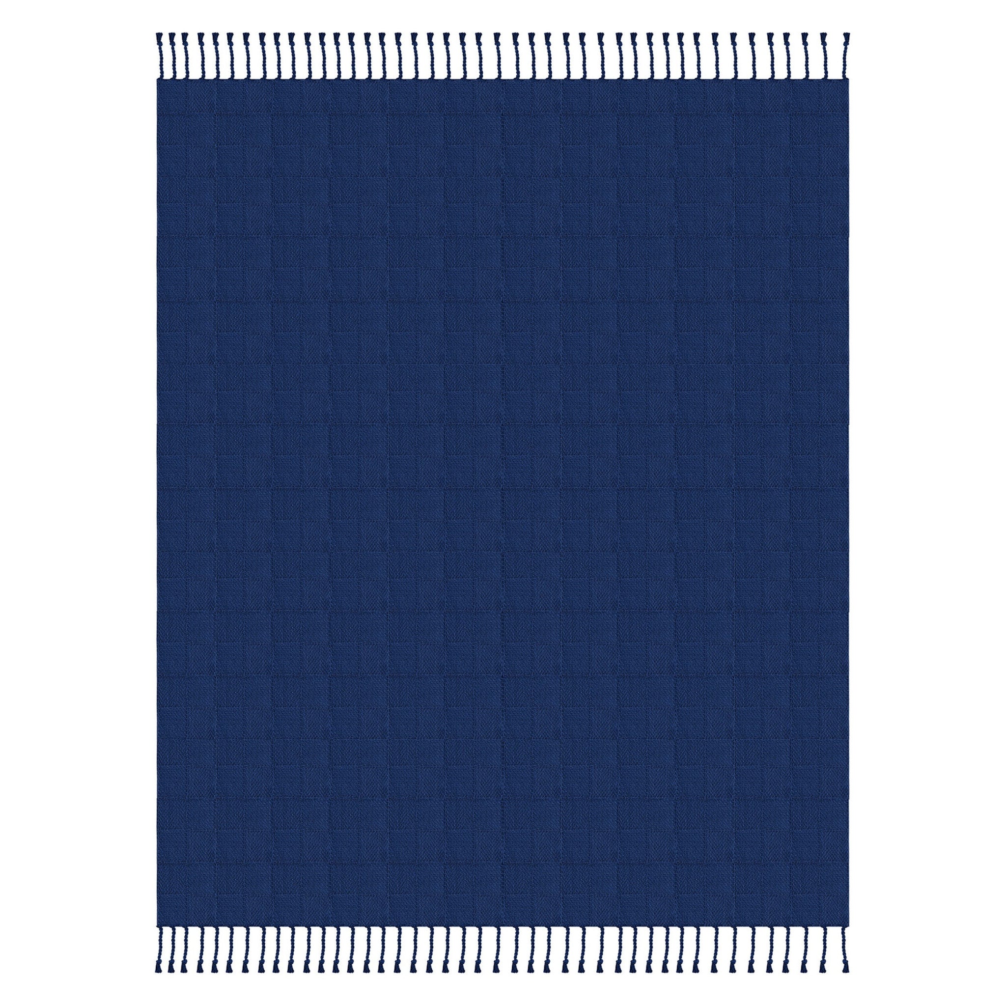 Blue Woven Cotton Solid Color Throw Blanket