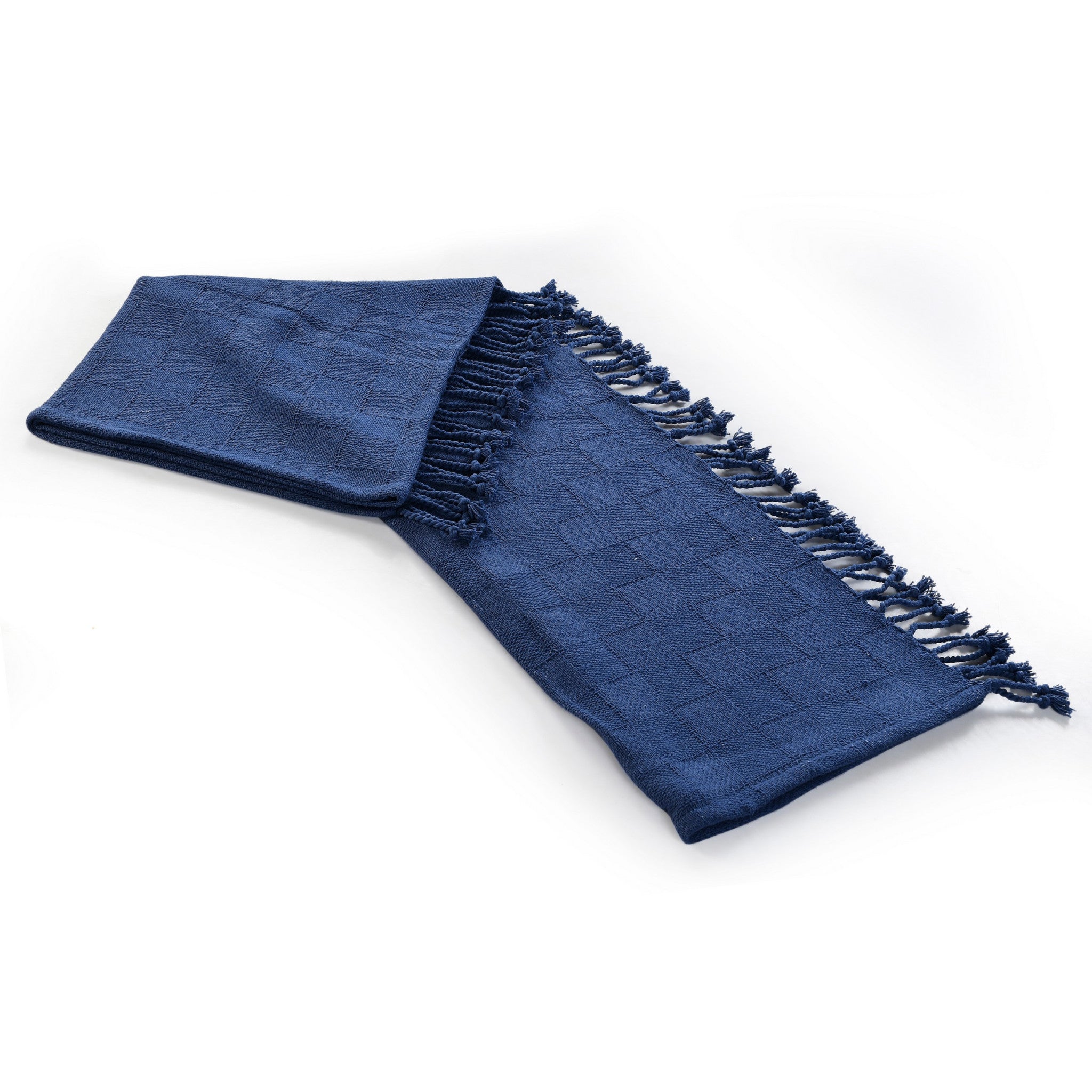 Blue Woven Cotton Solid Color Throw Blanket