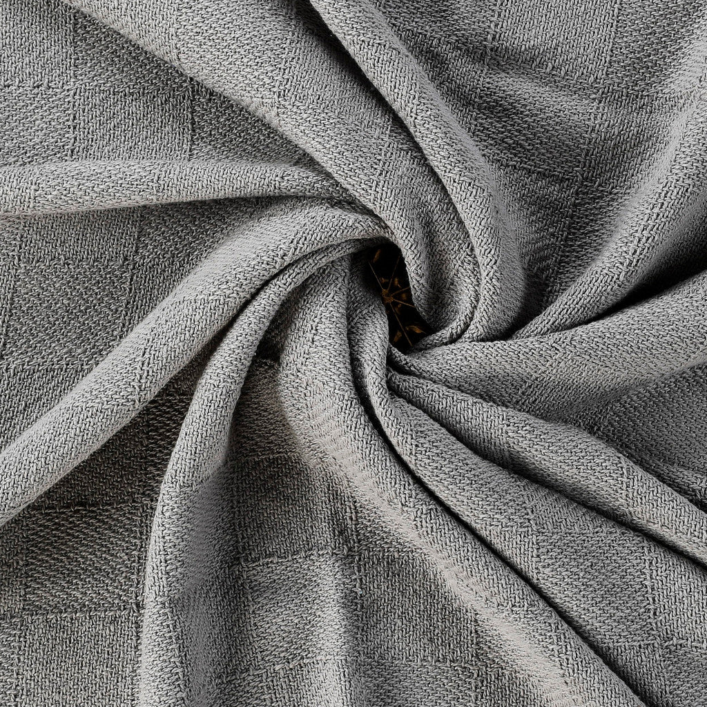 Gray Woven Cotton Solid Color Throw Blanket