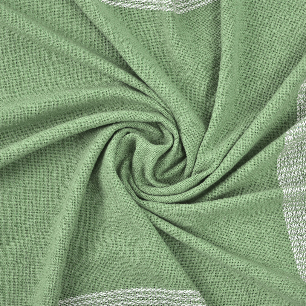 Green Woven Cotton Checkered Throw Blanket