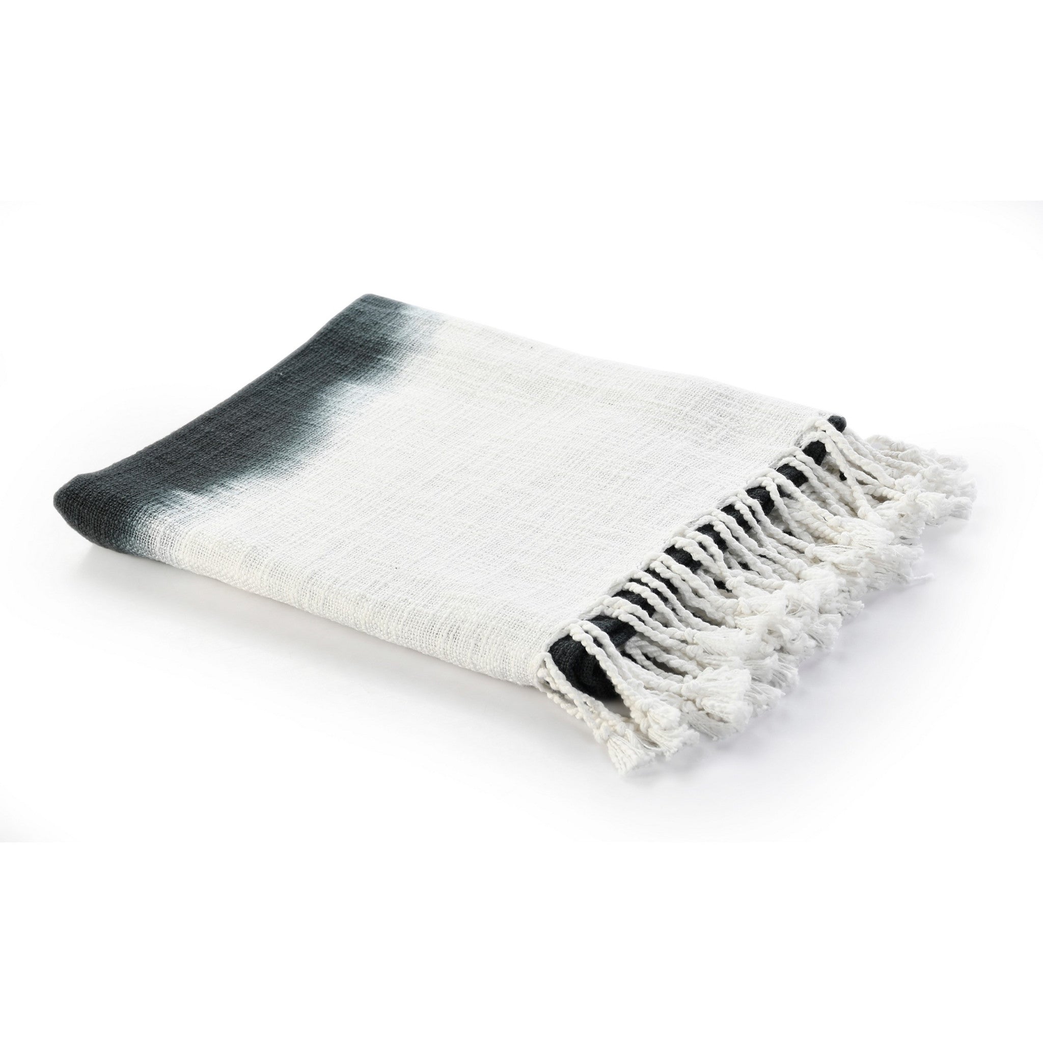 Black and White Woven Cotton Ombre Throw Blanket