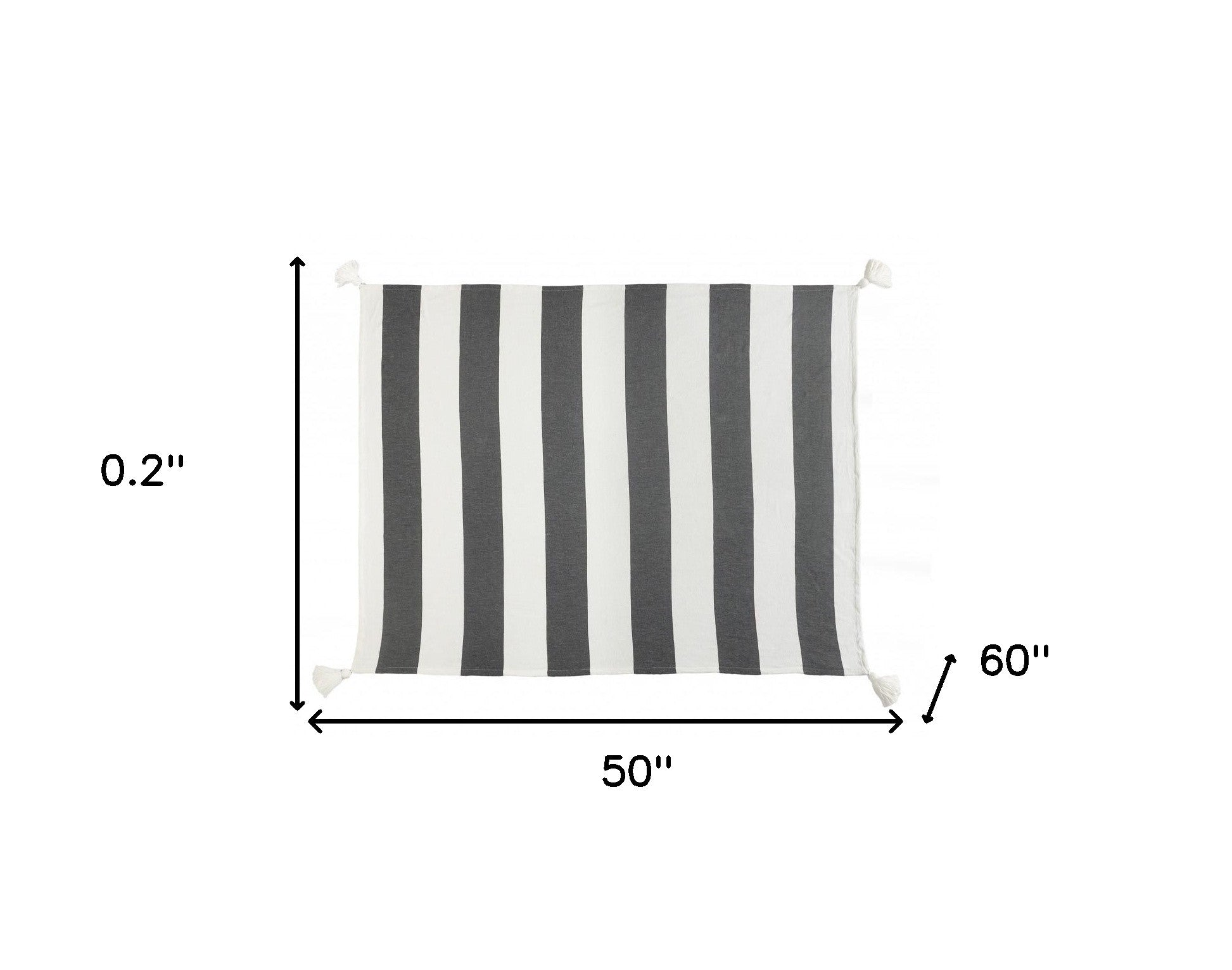 Gray and White Woven Cotton Striped Throw Blanket