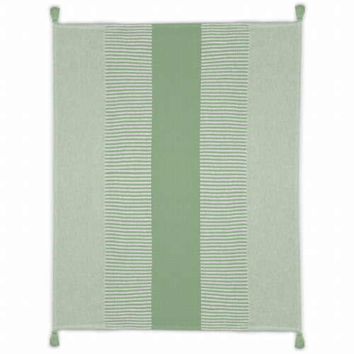 Green Woven Cotton Striped Throw Blanket