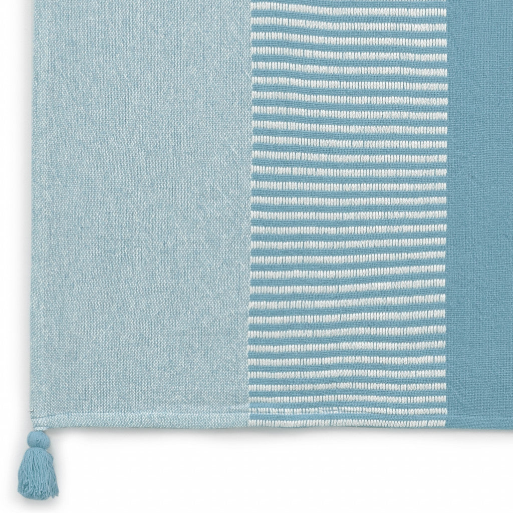 Blue Woven Cotton Striped Throw Blanket