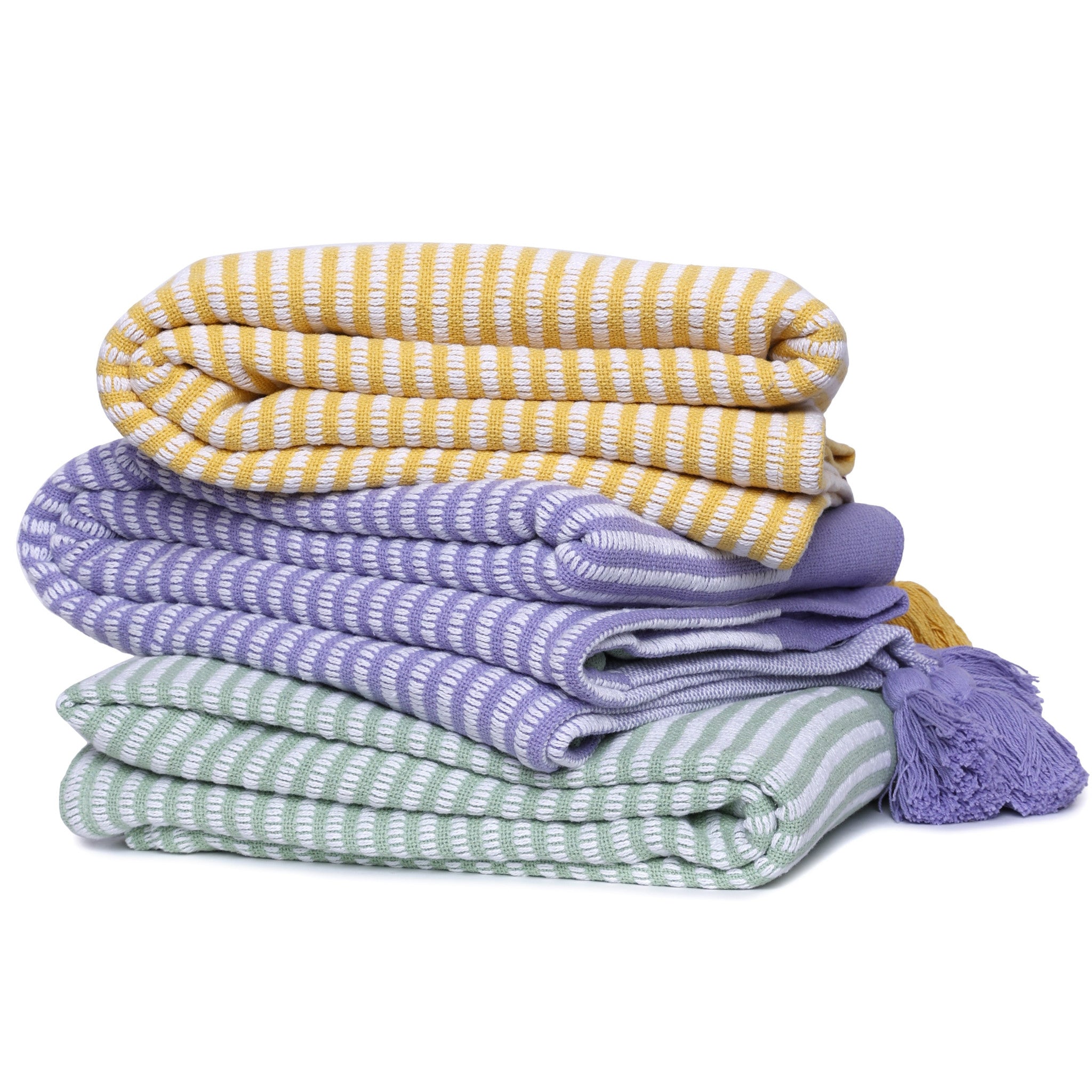 Purple Woven Cotton Striped Throw Blanket