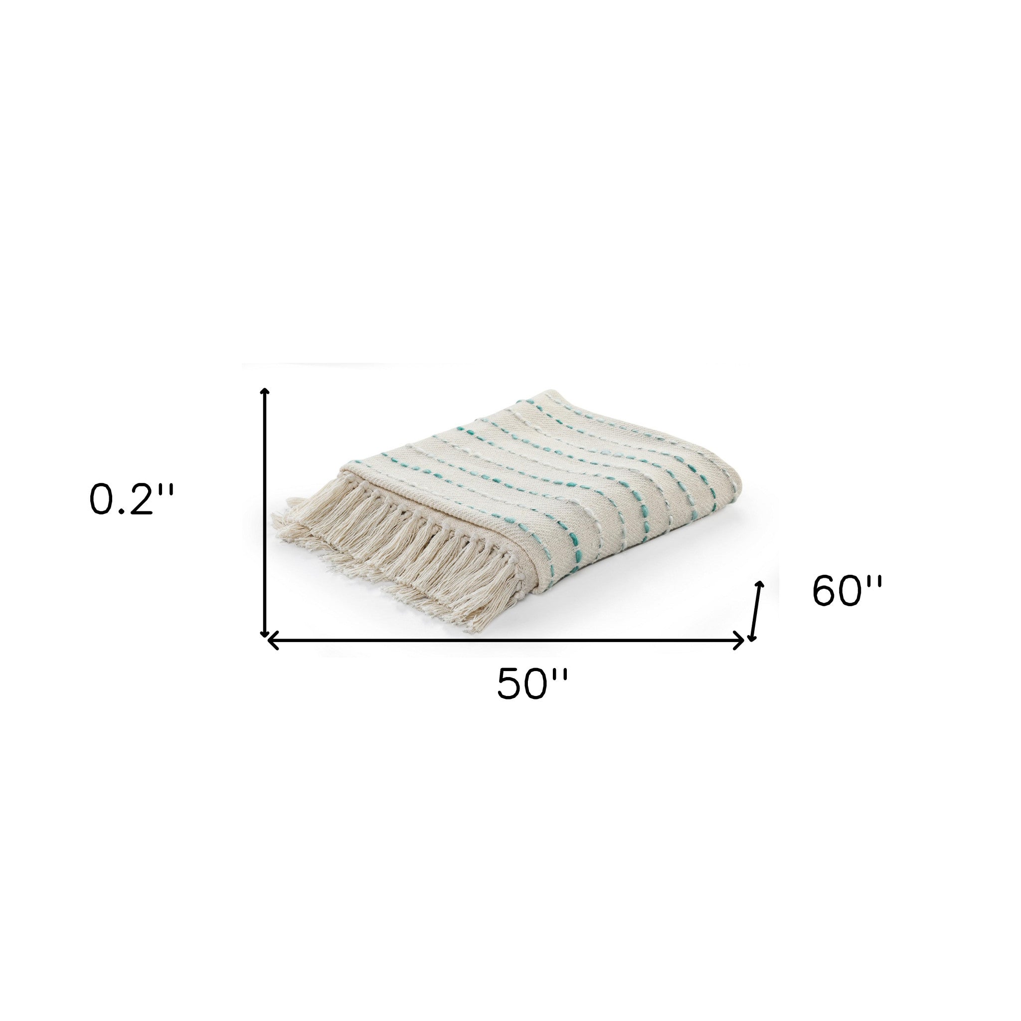 Cream Woven Cotton Striped Throw Blanket