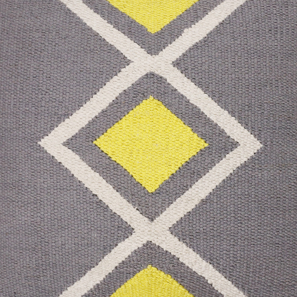 20" X 20" Gray White And Yellow 100% Cotton Geometric Zippered Pillow