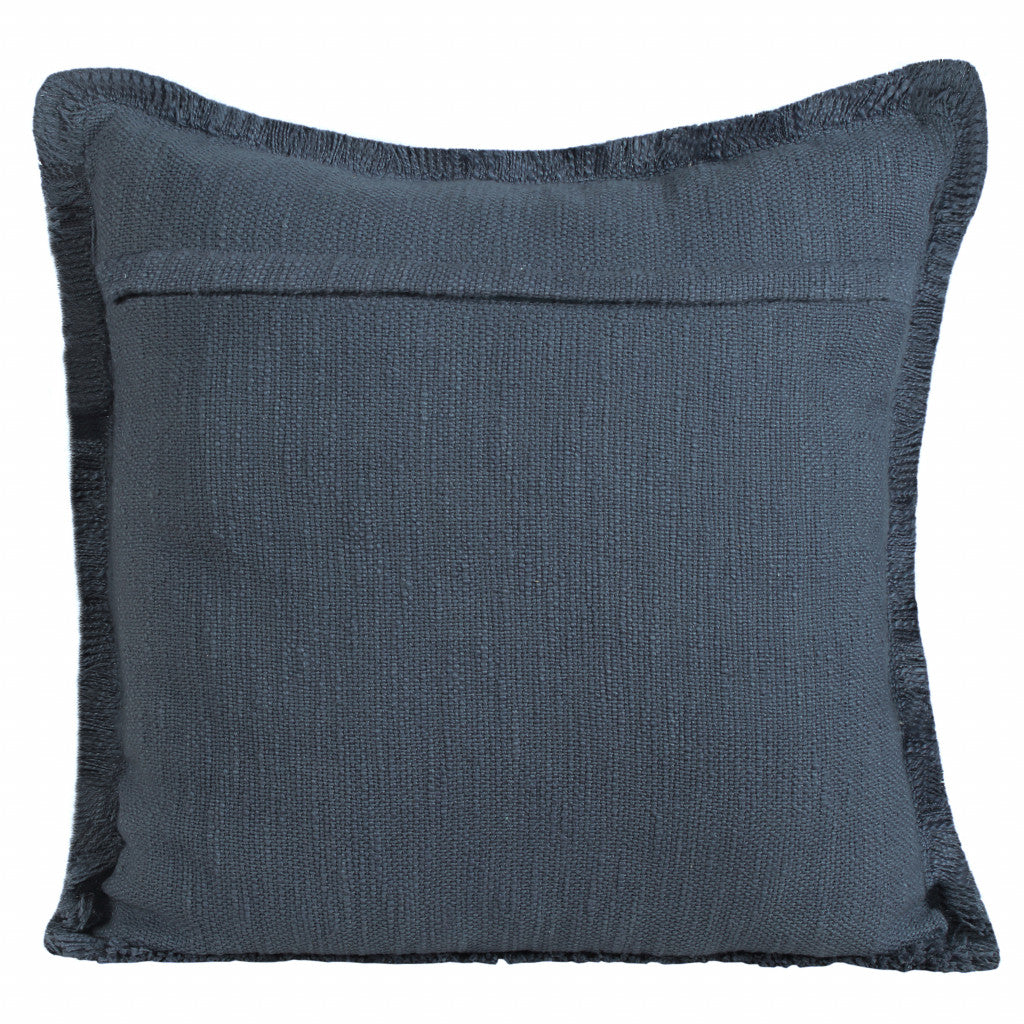 20" X 20" Navy Blue 100% Cotton Zippered Pillow