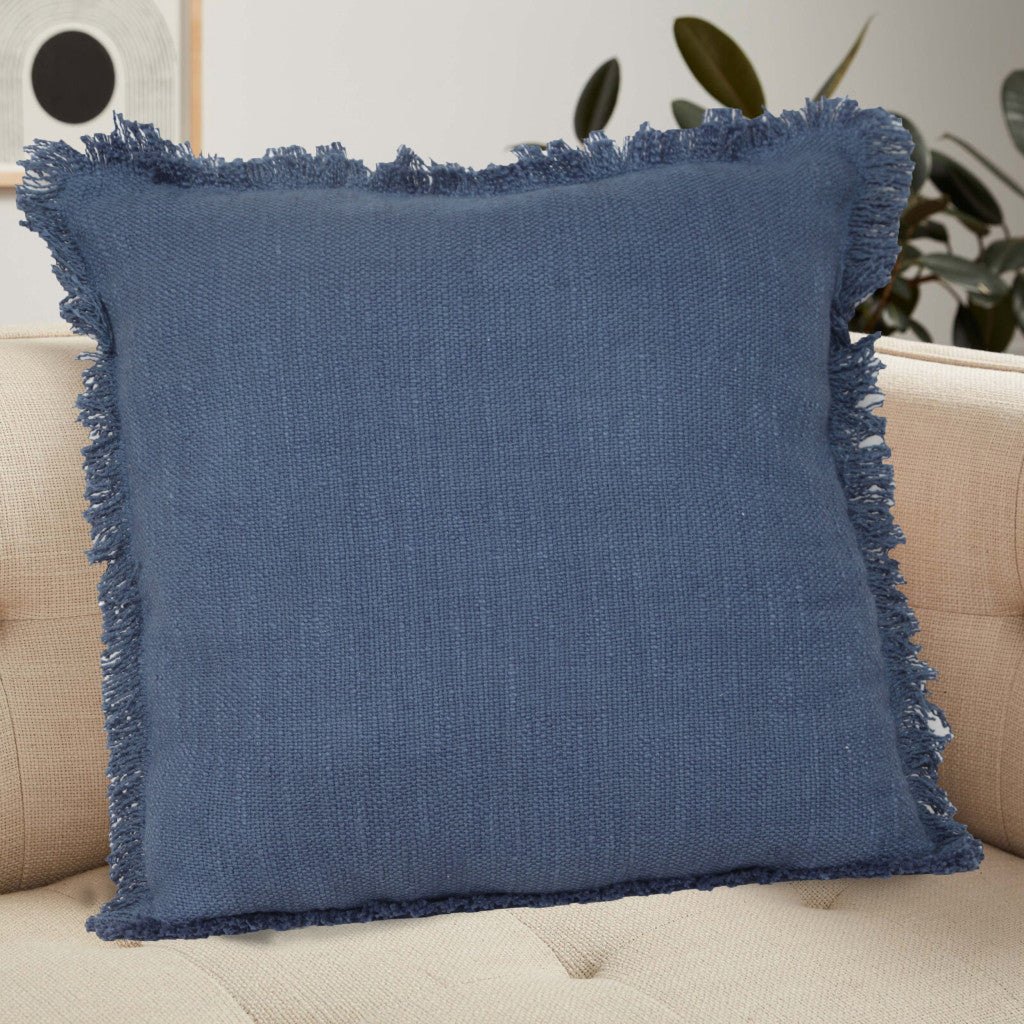 20" X 20" Navy Blue 100% Cotton Zippered Pillow