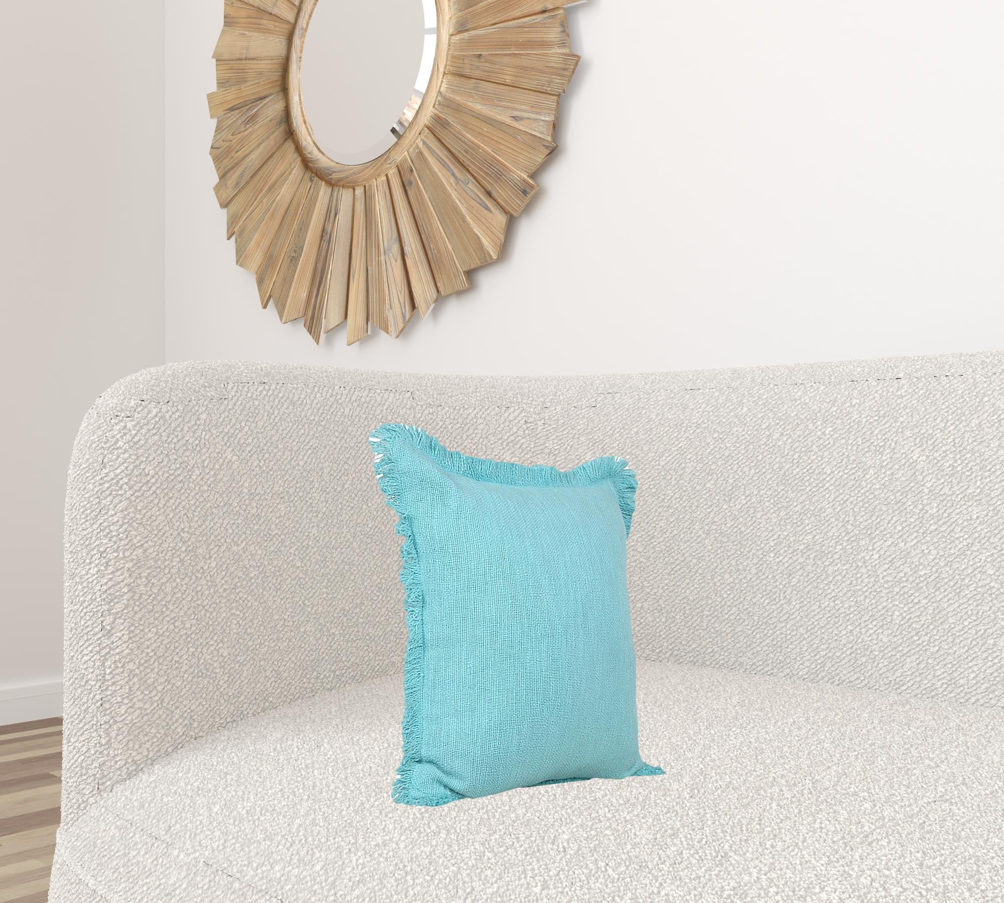 20" X 20" Bright Blue 100% Cotton Zippered Pillow