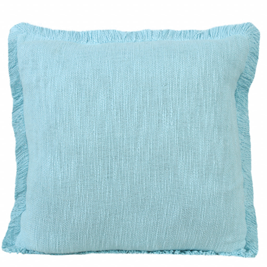 20" X 20" Bright Blue 100% Cotton Zippered Pillow