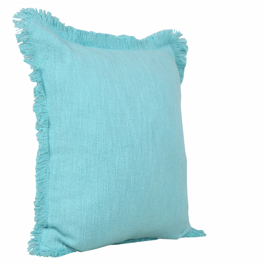 20" X 20" Bright Blue 100% Cotton Zippered Pillow