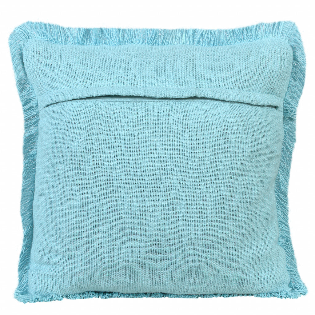 20" X 20" Bright Blue 100% Cotton Zippered Pillow