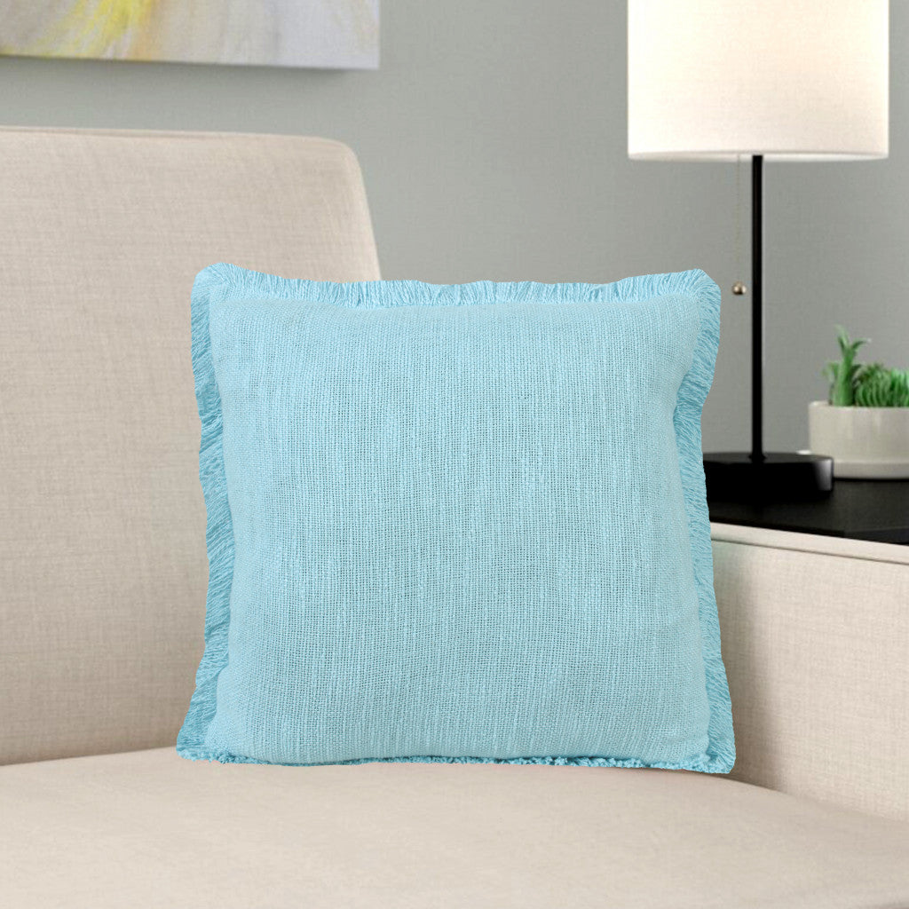 20" X 20" Bright Blue 100% Cotton Zippered Pillow