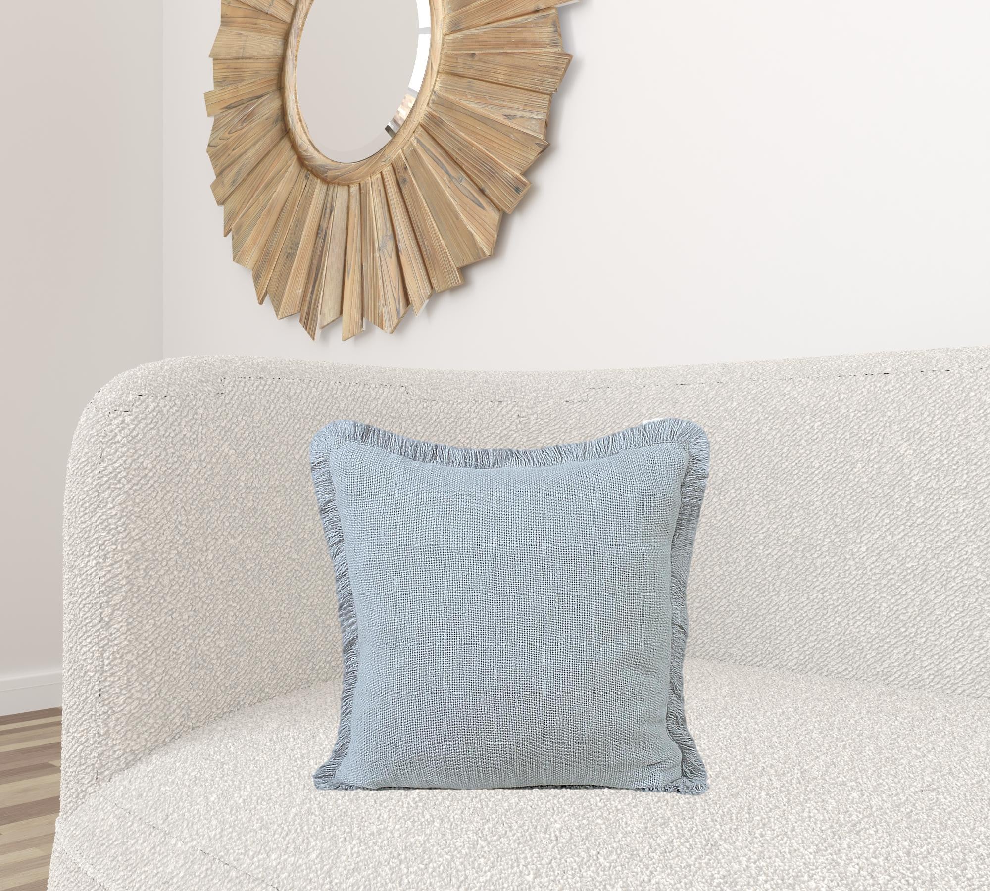 20" X 20" Micro Gray 100% Cotton Zippered Pillow