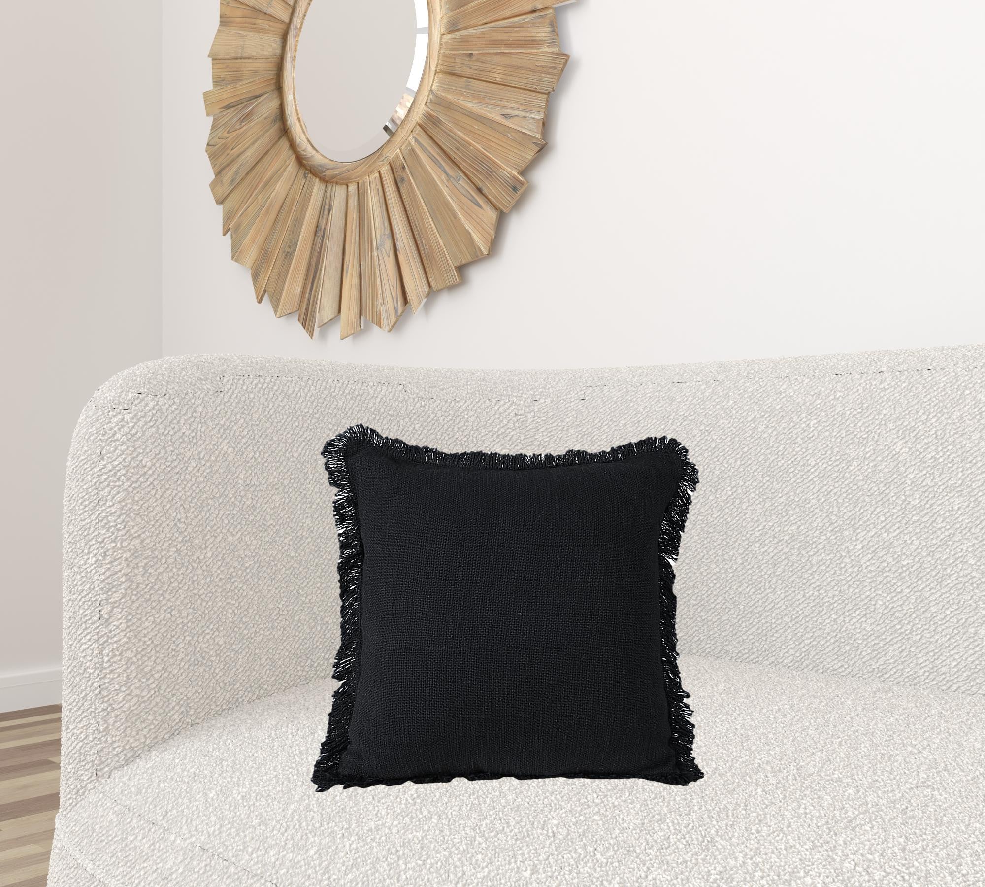 20" X 20" Jet Black 100% Cotton Zippered Pillow