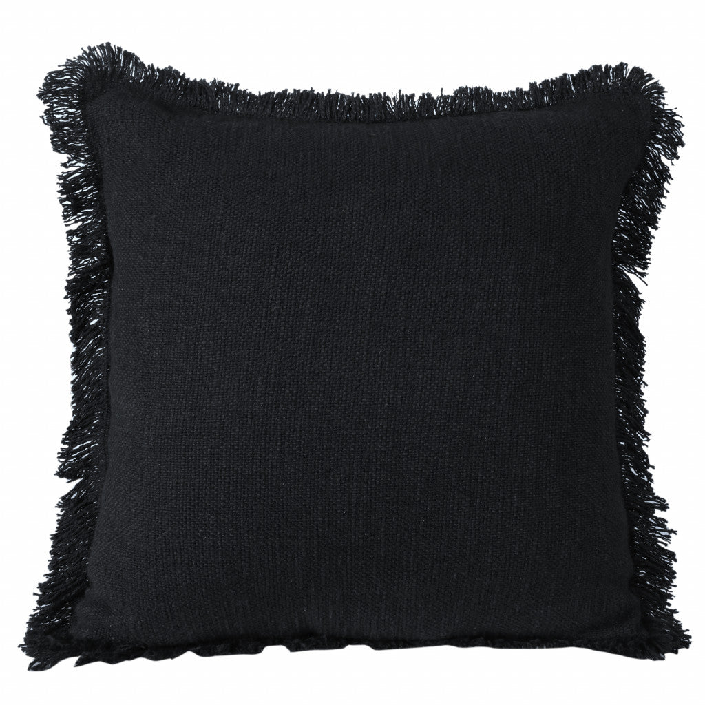 20" X 20" Jet Black 100% Cotton Zippered Pillow