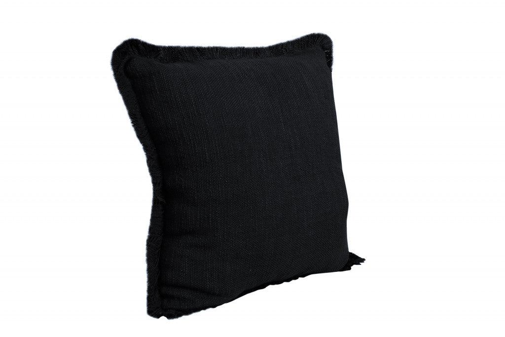 20" X 20" Jet Black 100% Cotton Zippered Pillow