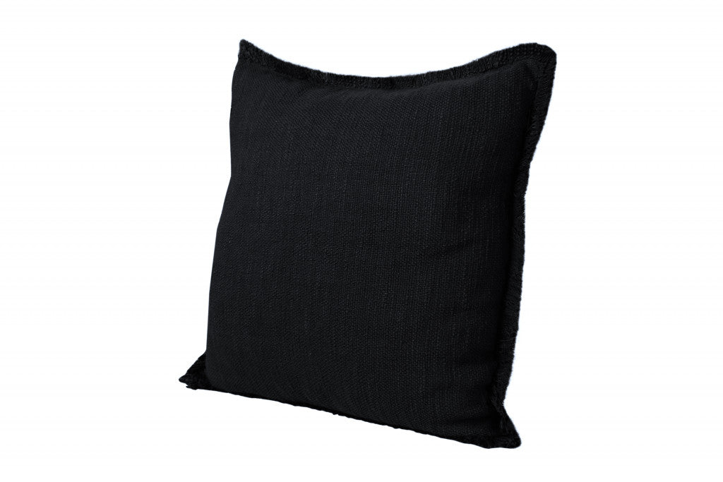 20" X 20" Jet Black 100% Cotton Zippered Pillow