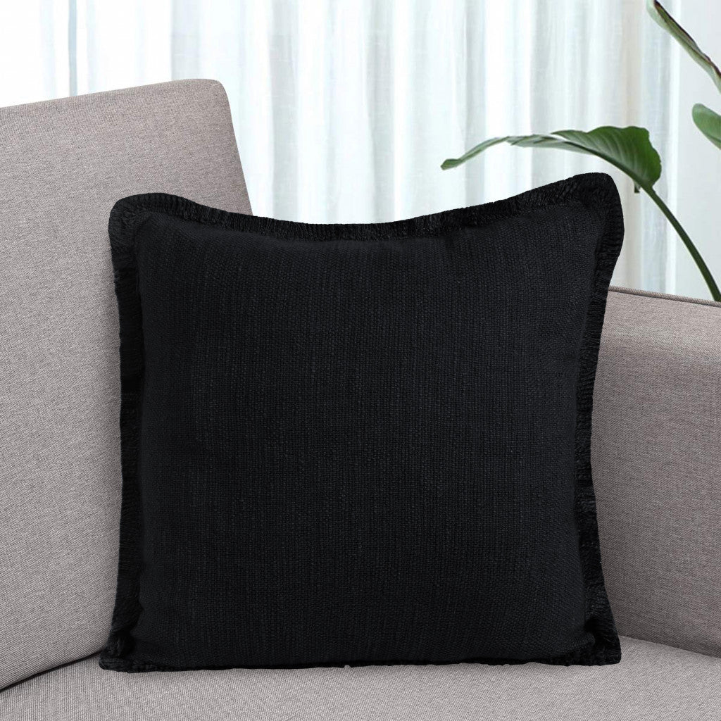 20" X 20" Jet Black 100% Cotton Zippered Pillow