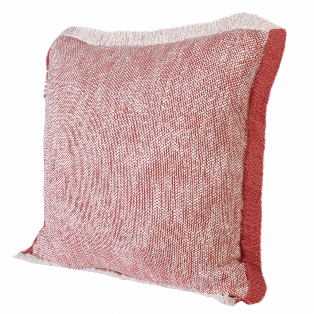 20" X 20" Auburn Red And White 100% Cotton Geometric Zippered Pillow