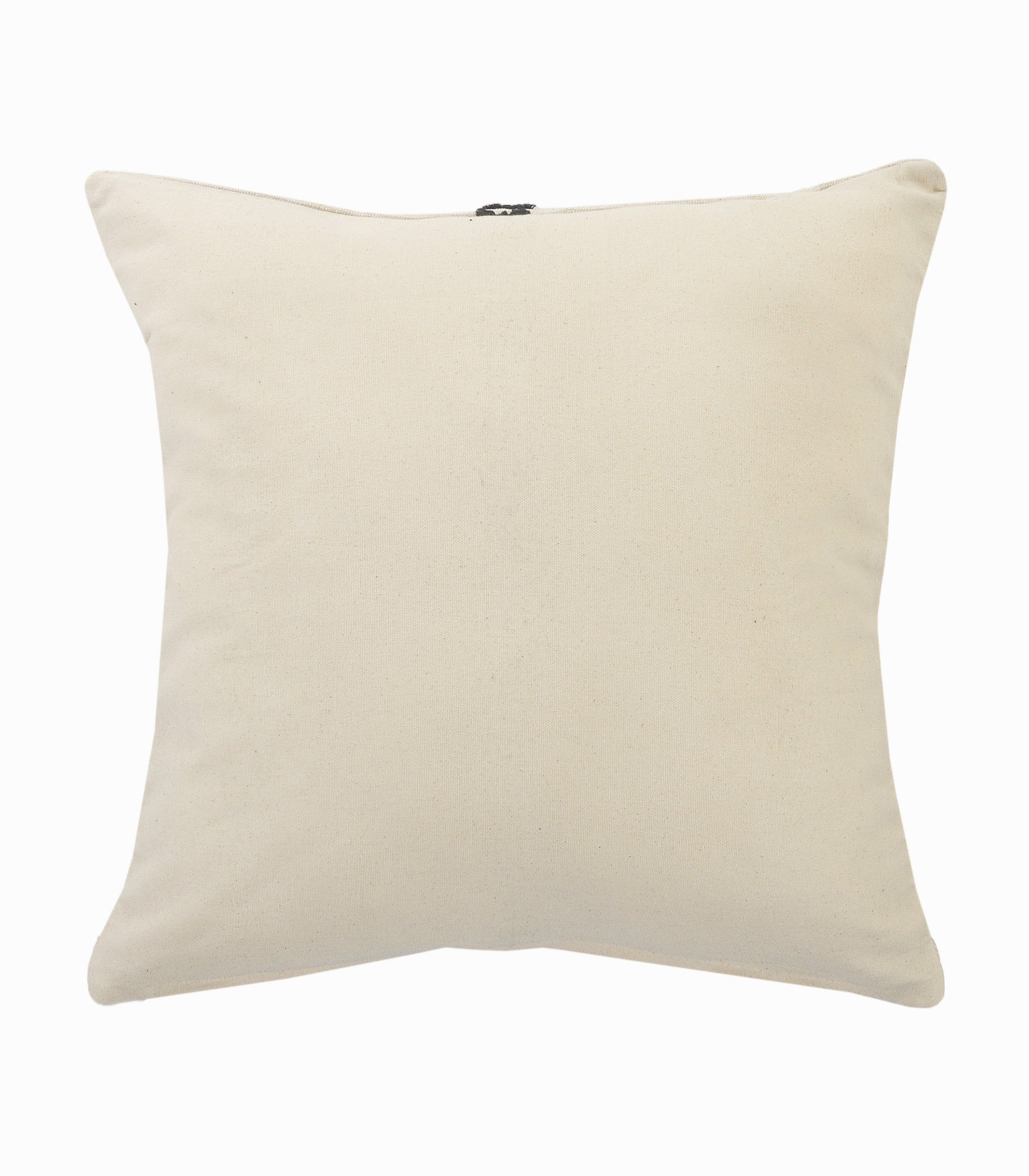 20" X 20" Cream And Black 100% Cotton Geometric Zippered Pillow