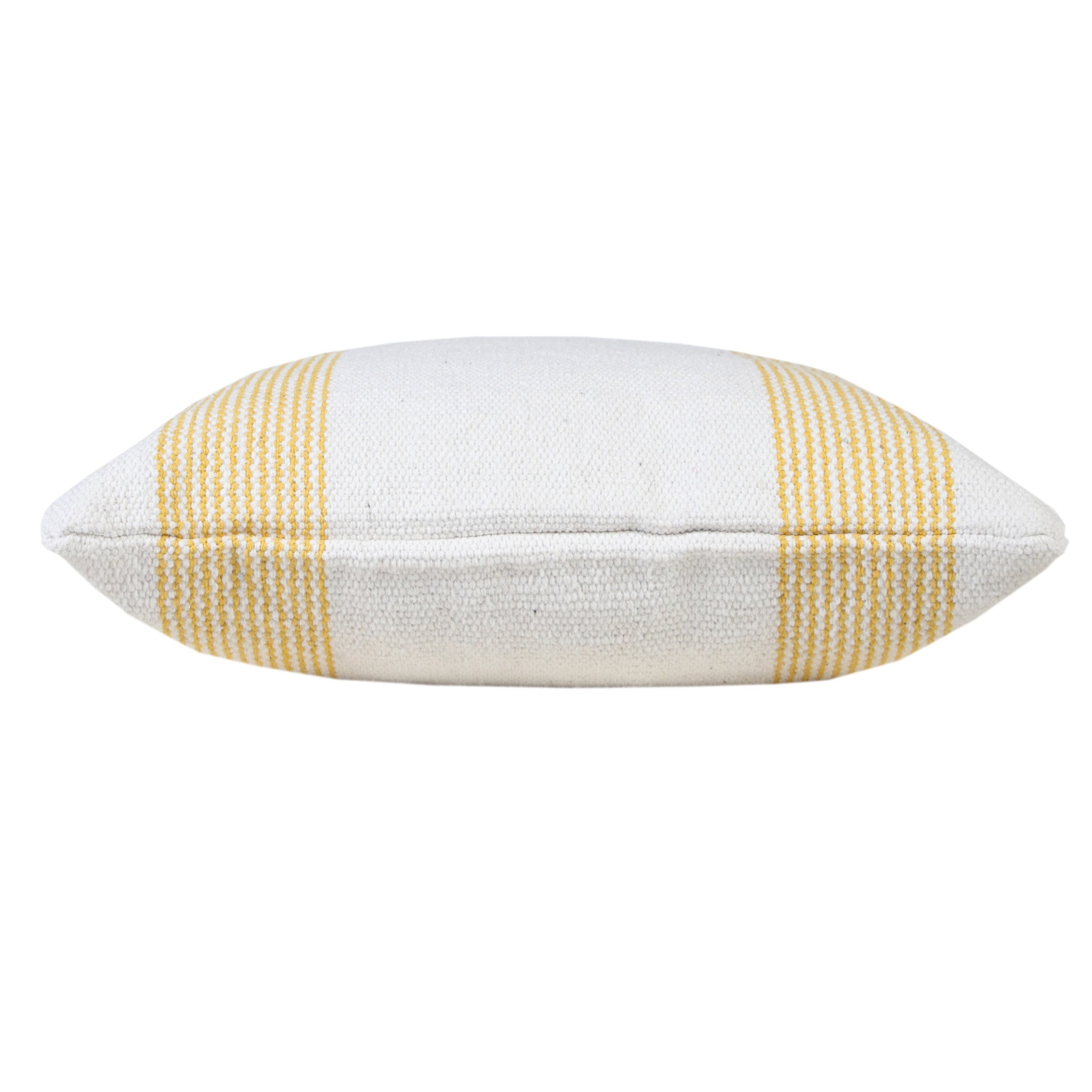 20" X 20" Yellow And White 100% Cotton Geometric Zippered Pillow